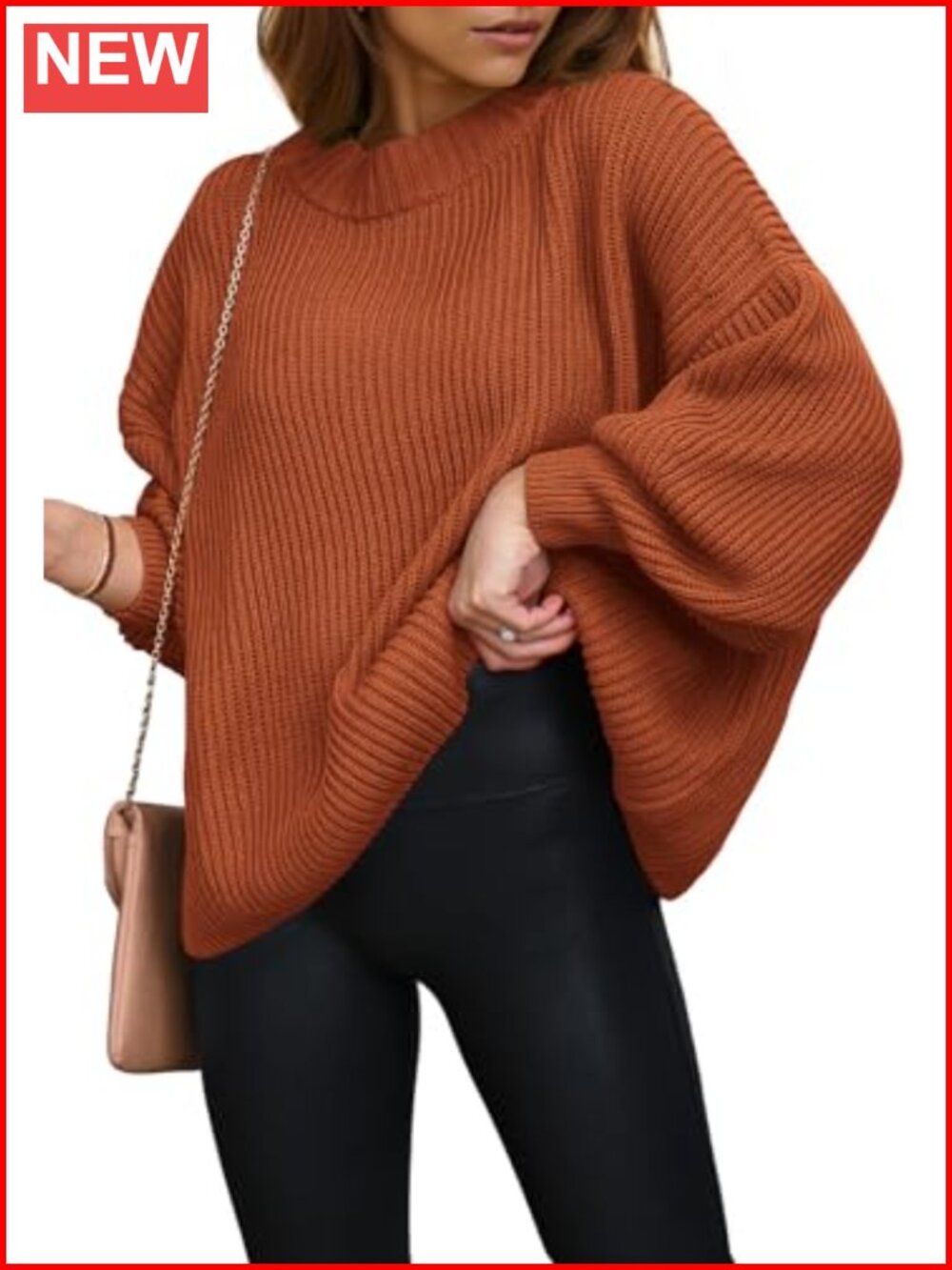 Oversized Chunky Knit Pullover Women Crewneck Long Sleeve Soft